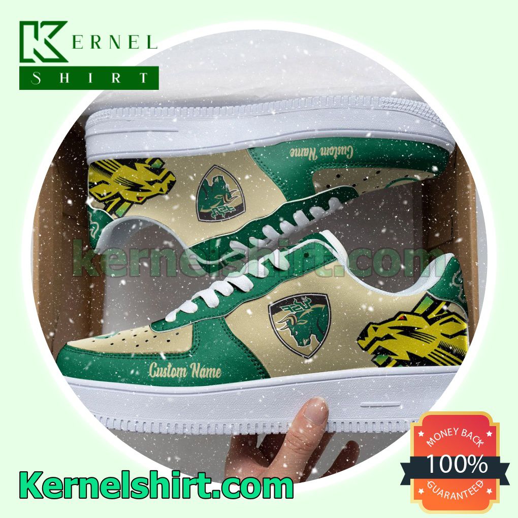 South Florida Bulls Mascot Logo NCAA Custom Nike Air Force 1 Low Top Shoes