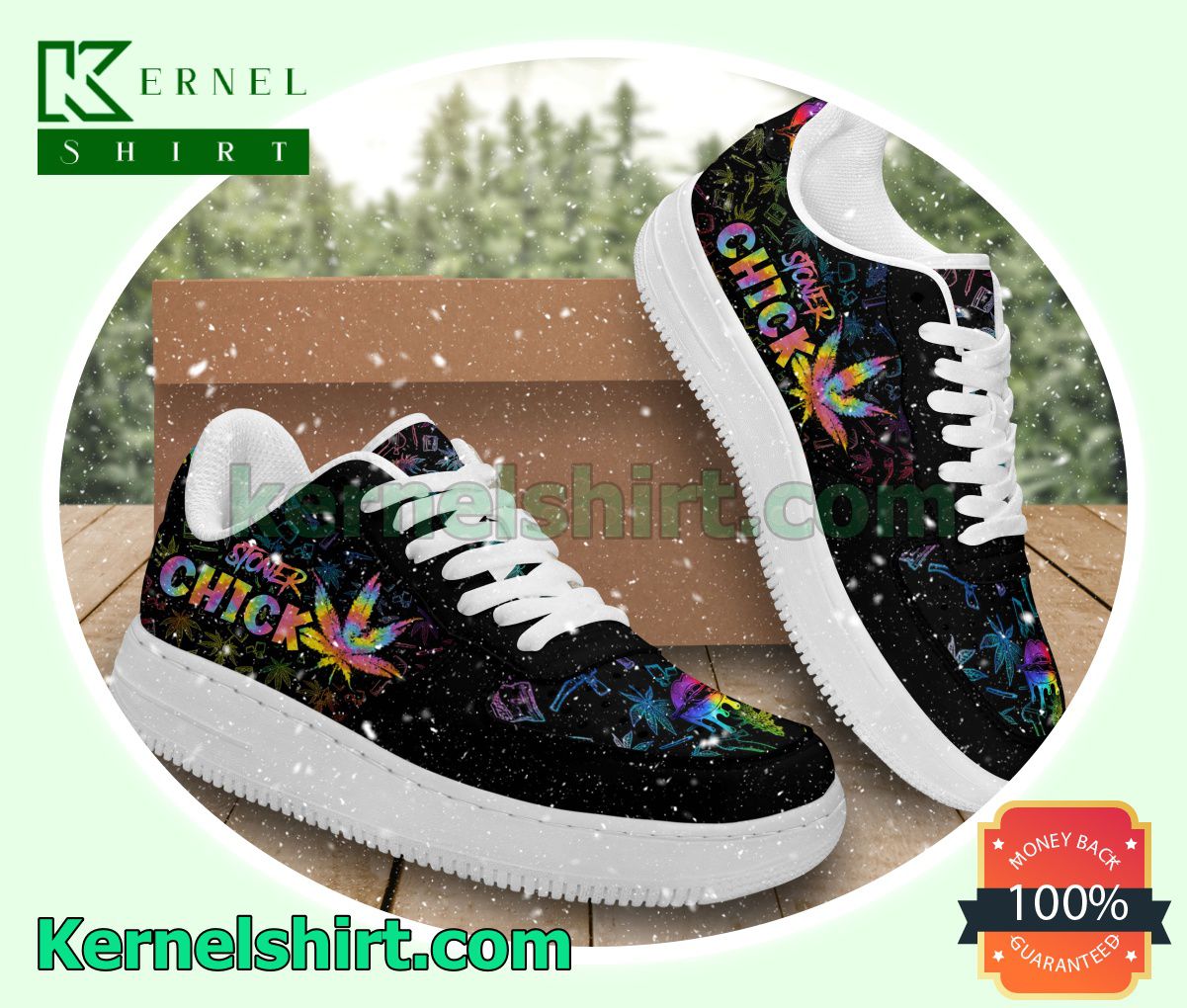 Stoner Chick Colorful Cannabis Weed Nike Womens Air Force 1 Shoes