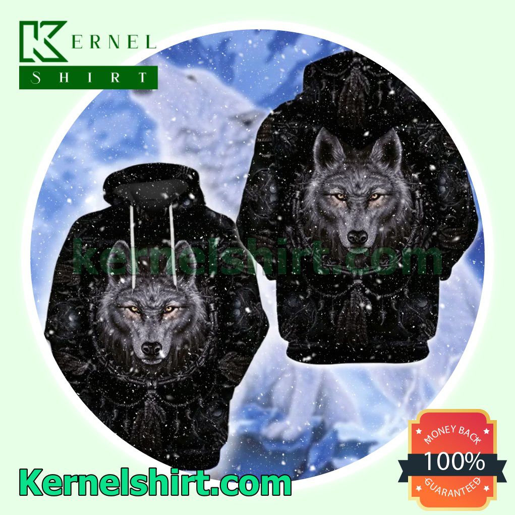Strong Scary Wolf Black Mens Hoodie