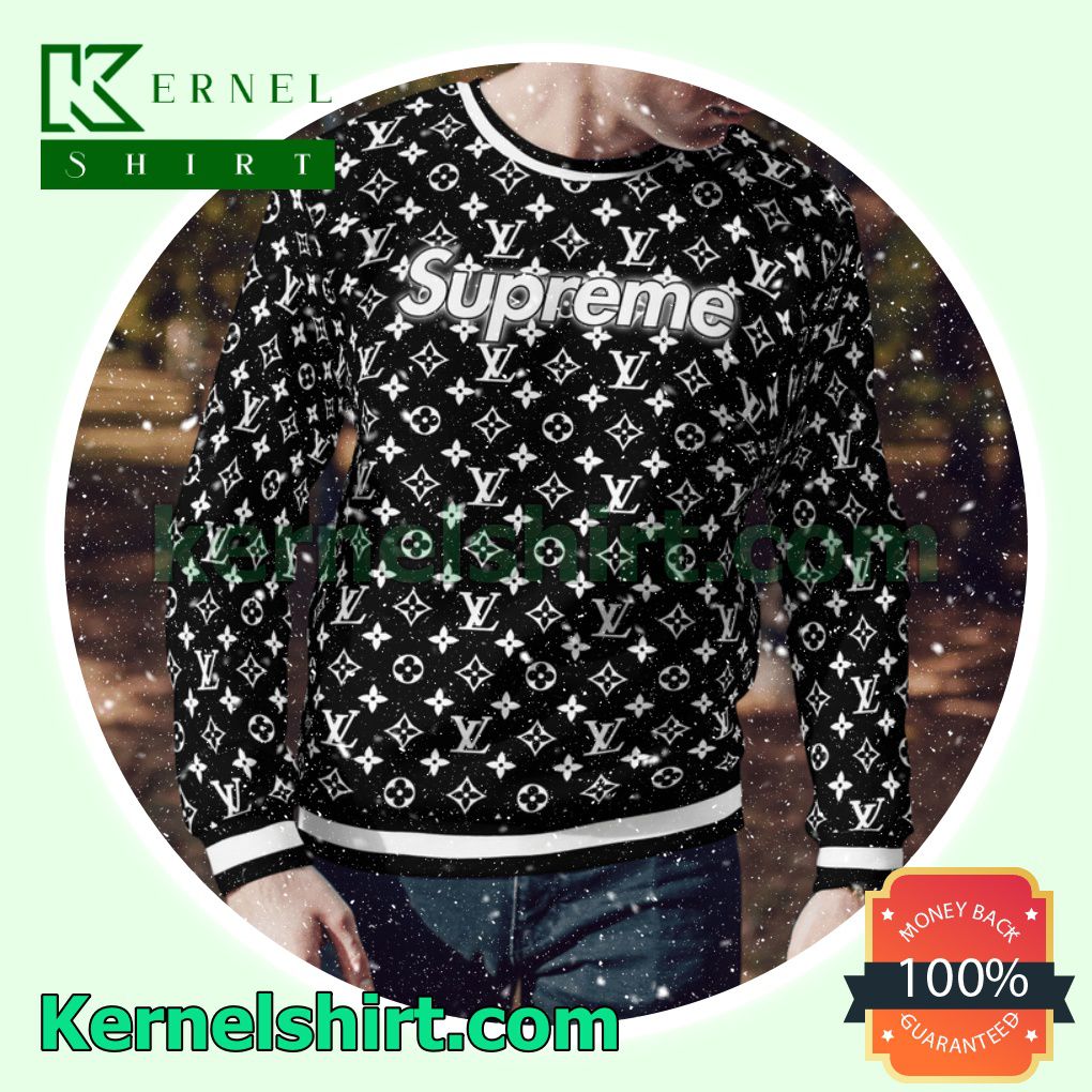Supreme Louis Vuitton Monogram Black And White Knitted Ugly Sweater  Christmas - Shop trending fashion in USA and EU