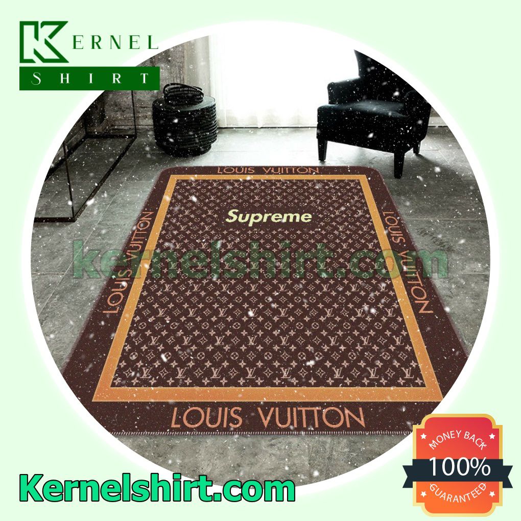 Supreme Louis Vuitton Monogram Dark Brown Living Room Rug