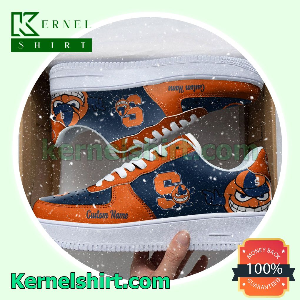 Syracuse Orange Mascot Logo NCAA Custom Nike Air Force 1 Low Top Shoes