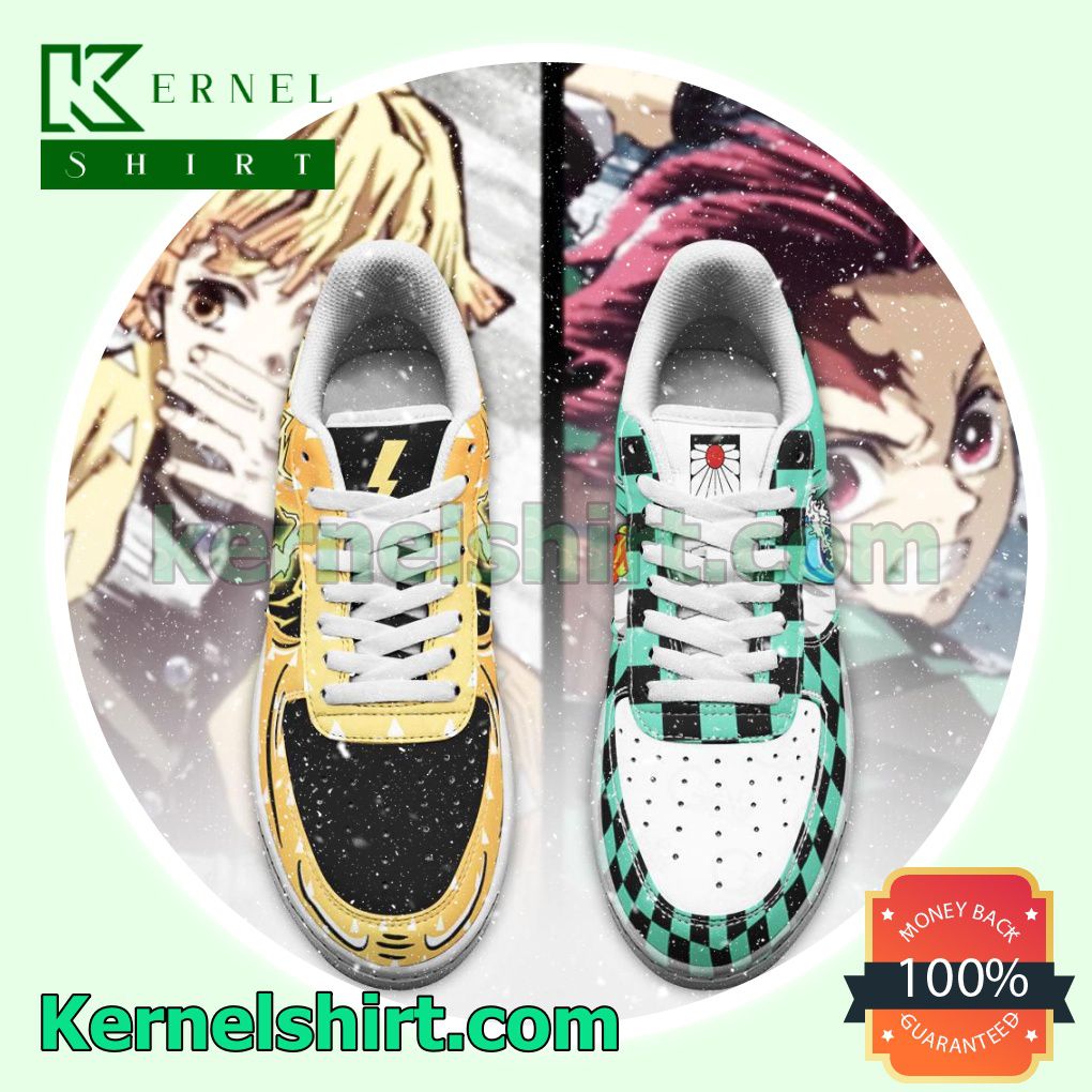 Tanjiro and Zenitsu Skill Demon Slayer Mens Womens Air Force 1 Shoes a