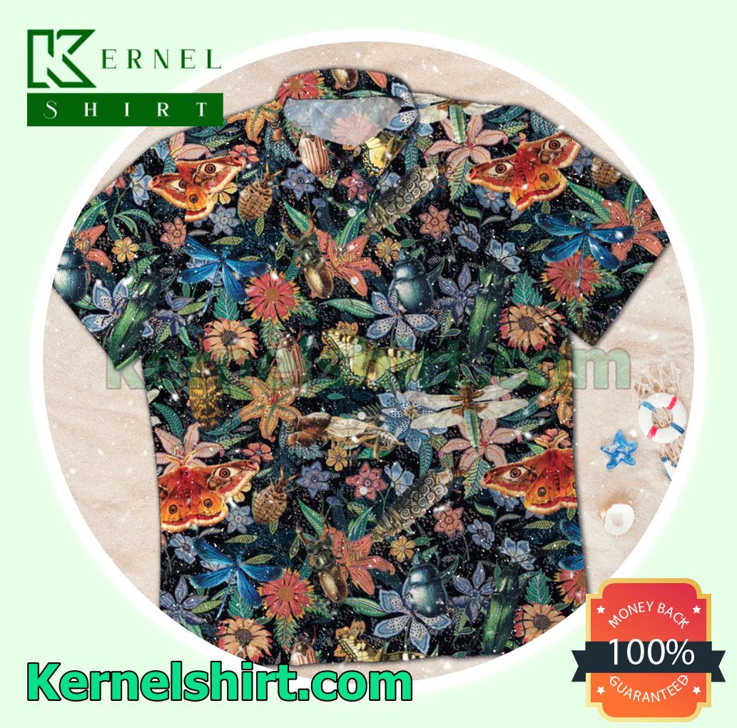 Tropical Bug Butterfly Flower Button-Down Shirts