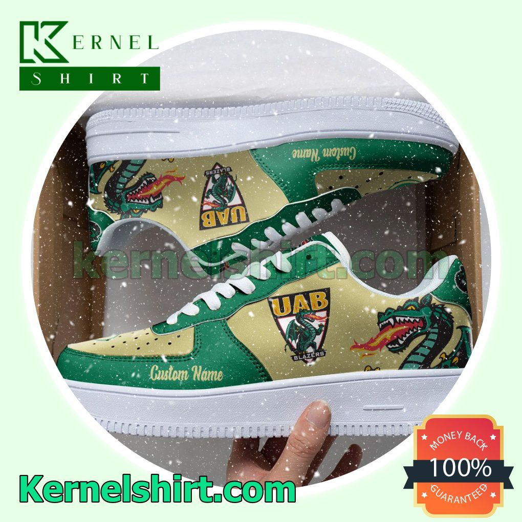 UAB Blazers Mascot Logo NCAA Custom Nike Air Force 1 Low Top Shoes