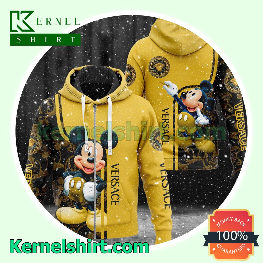 Versace With Mickey Mouse Heavyweight Pullover Hoodie Sweatshirt