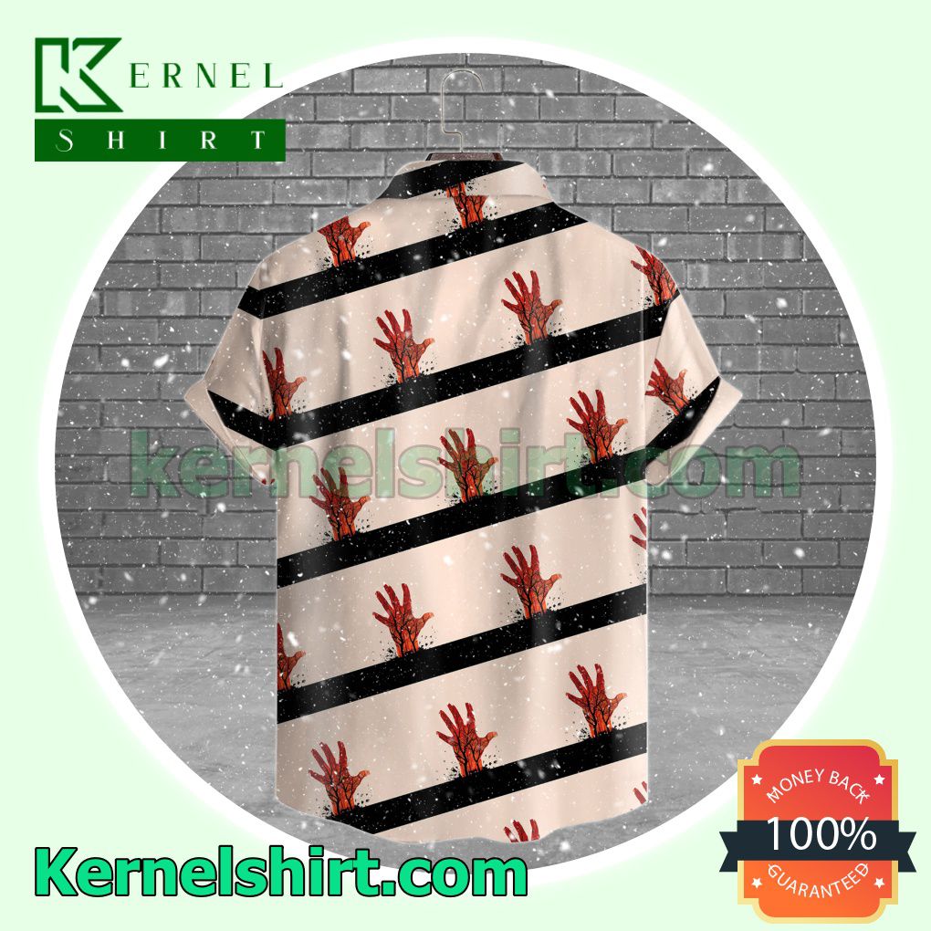Get Here Zombie Hand Stripe Halloween Costume Shirt
