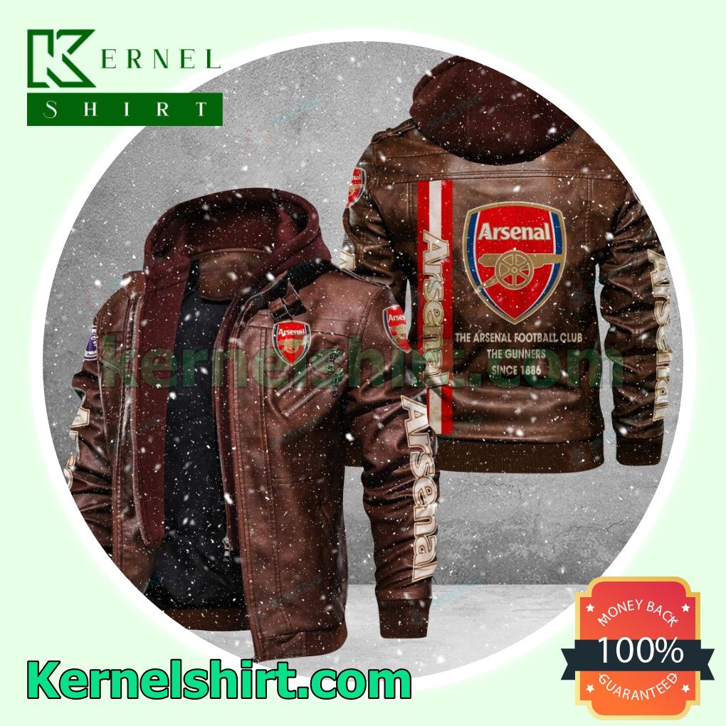 Arsenal F.C. Faux Leather Aviator Bomber Jacket a