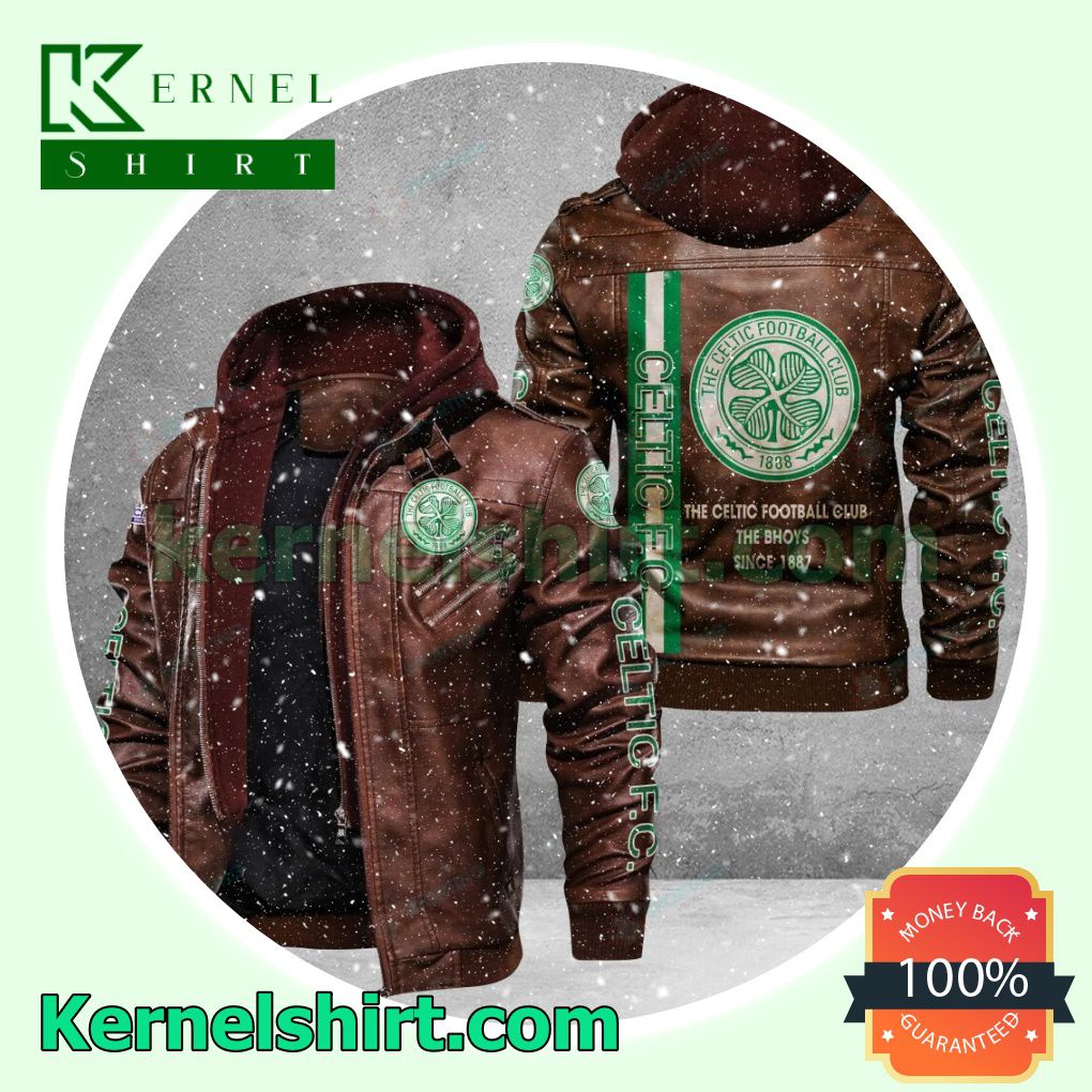 Celtic F.C. Faux Leather Aviator Bomber Jacket a