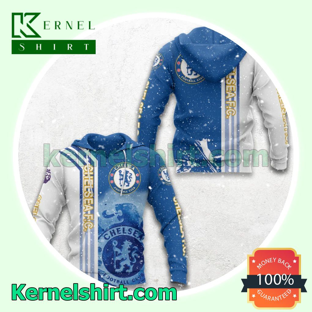 Chelsea Football Club All Over Print Pullover Hoodie Zipper a