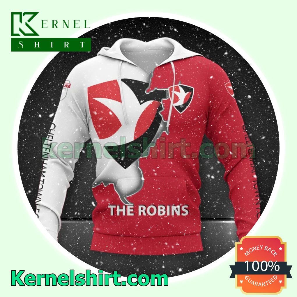 Cheltenham Town F.c The Robins All Over Print Pullover Hoodie Zipper a