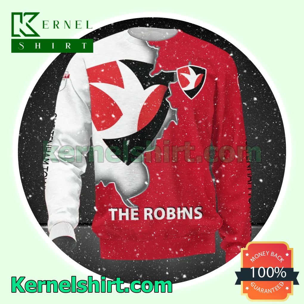 Cheltenham Town F.c The Robins All Over Print Pullover Hoodie Zipper c