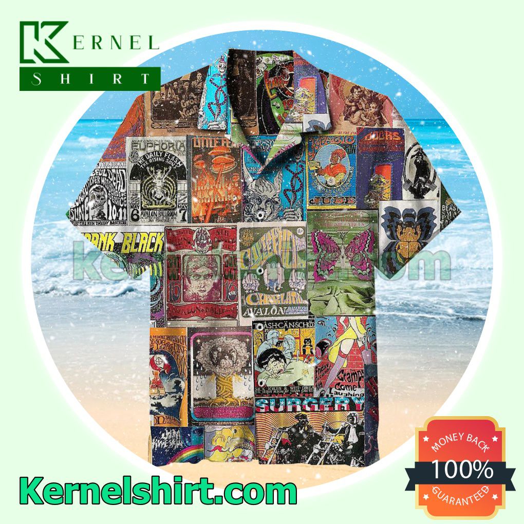 Classic Rock Poster Collage Summer Beach Shirt