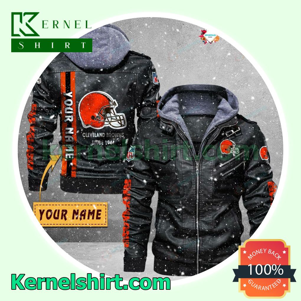 Cleveland Browns Faux Leather Aviator Bomber Jacket