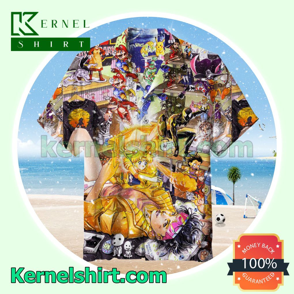 Collection Of Cartoon Characters Summer Beach Shirt