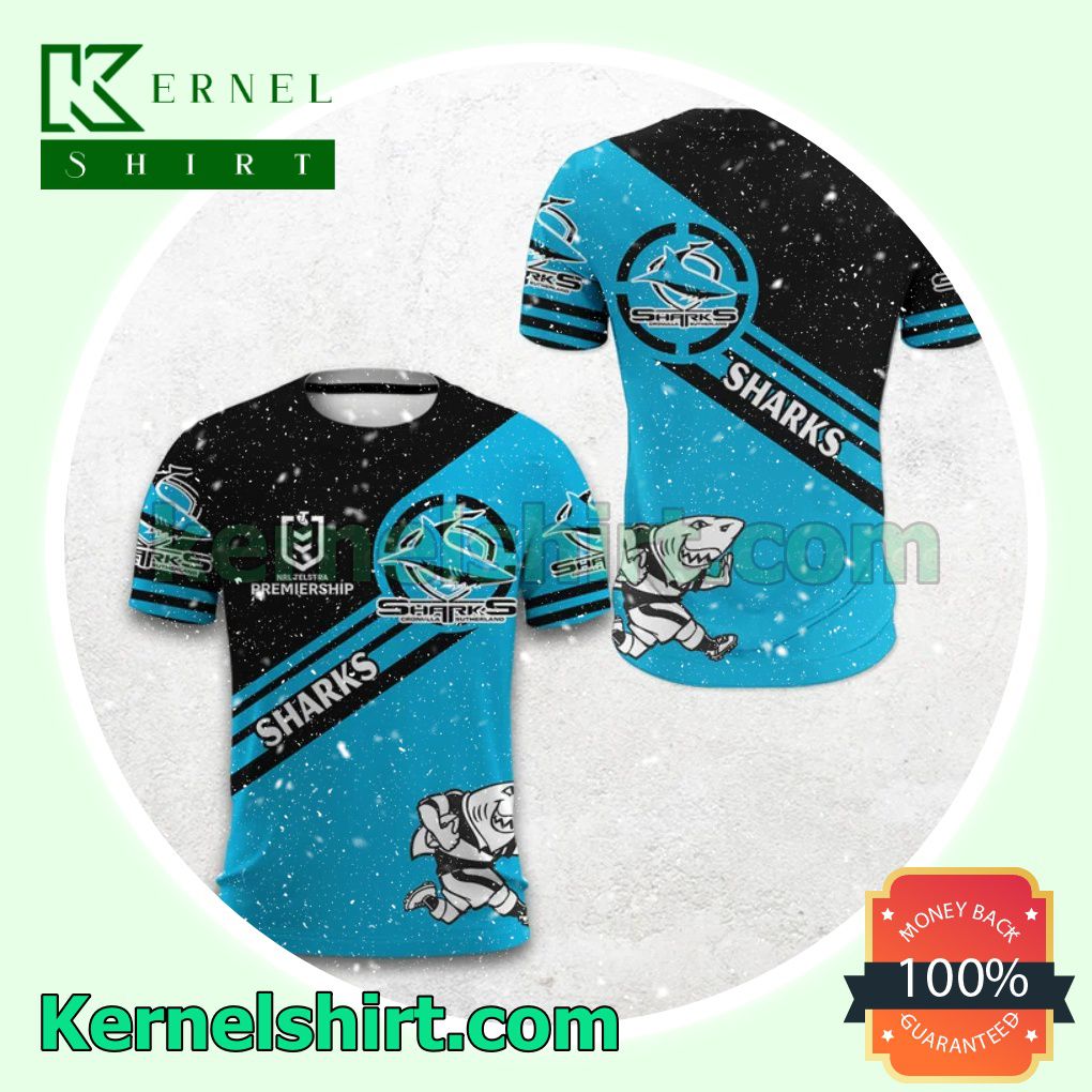 Fast Shipping Cronulla-sutherland Sharks Nrl Telstra Premiership All Over Print Pullover Hoodie Zipper