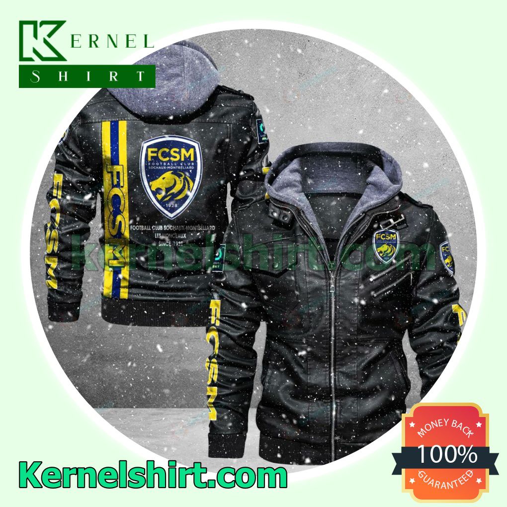 FC Sochaux-Montbeliard Faux Leather Aviator Bomber Jacket