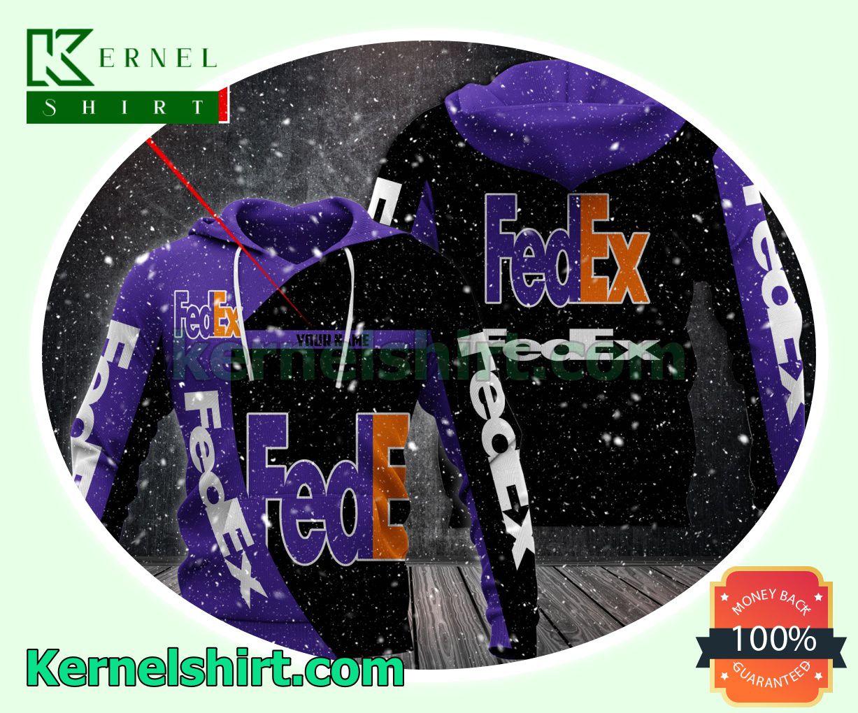 Fedex Logo Print Hooded Jacket