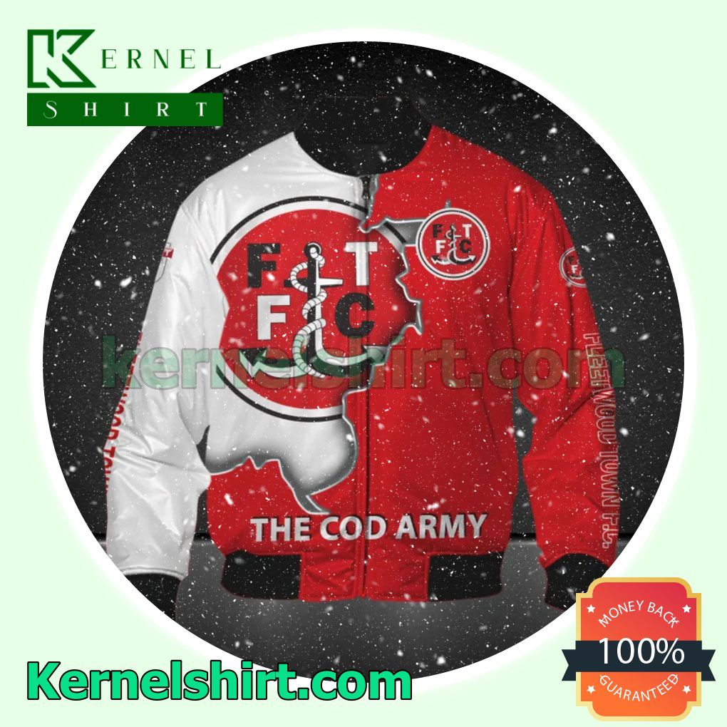 Fleetwood Town FC The Cod Army All Over Print Pullover Hoodie Zipper x