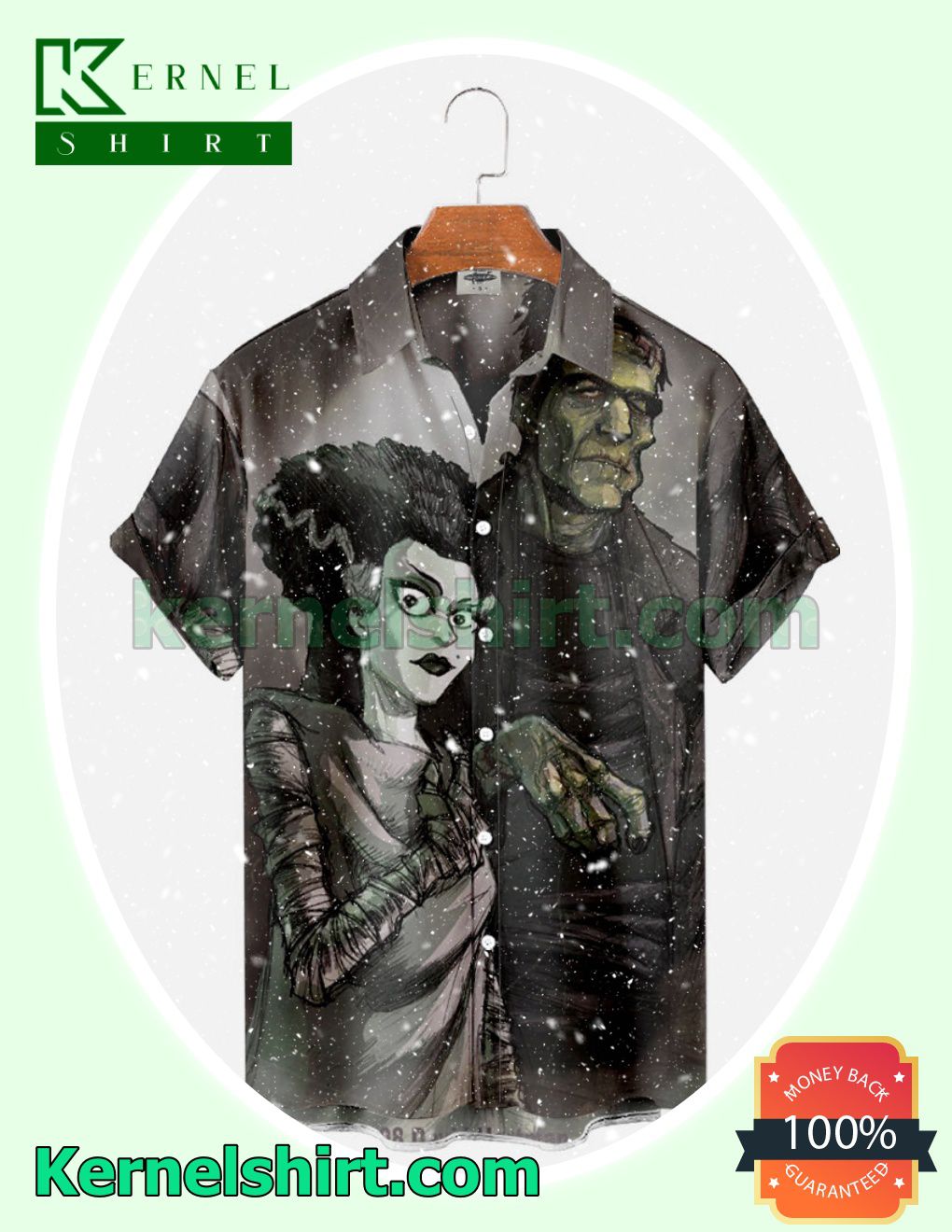 Frankenstein And The Bride Art Halloween Costume Shirt