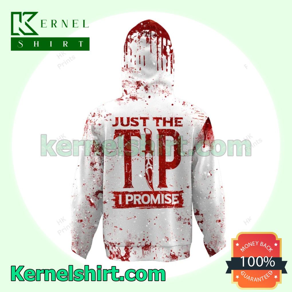 Ghostface Just The Tip I Promise Blood Stains Halloween 3D Hoodie b