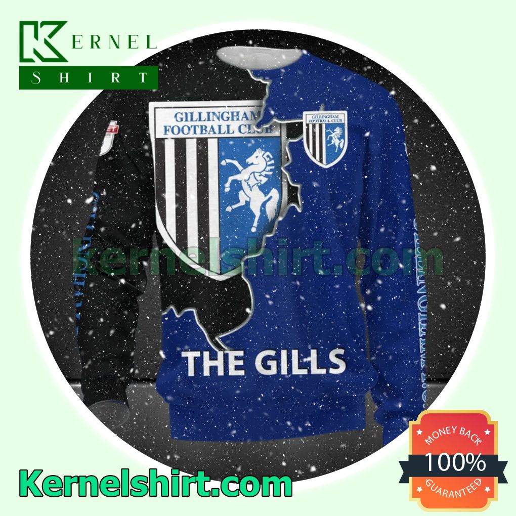 Clothing Gillingham FC The Gills All Over Print Pullover Hoodie Zipper