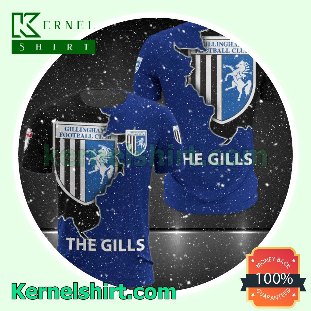 Gillingham FC The Gills All Over Print Pullover Hoodie Zipper