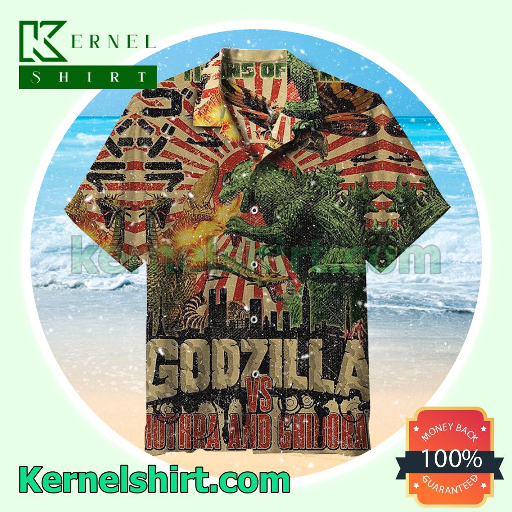 Godzilla Vs Mothra And Ghidorah Summer Beach Shirt