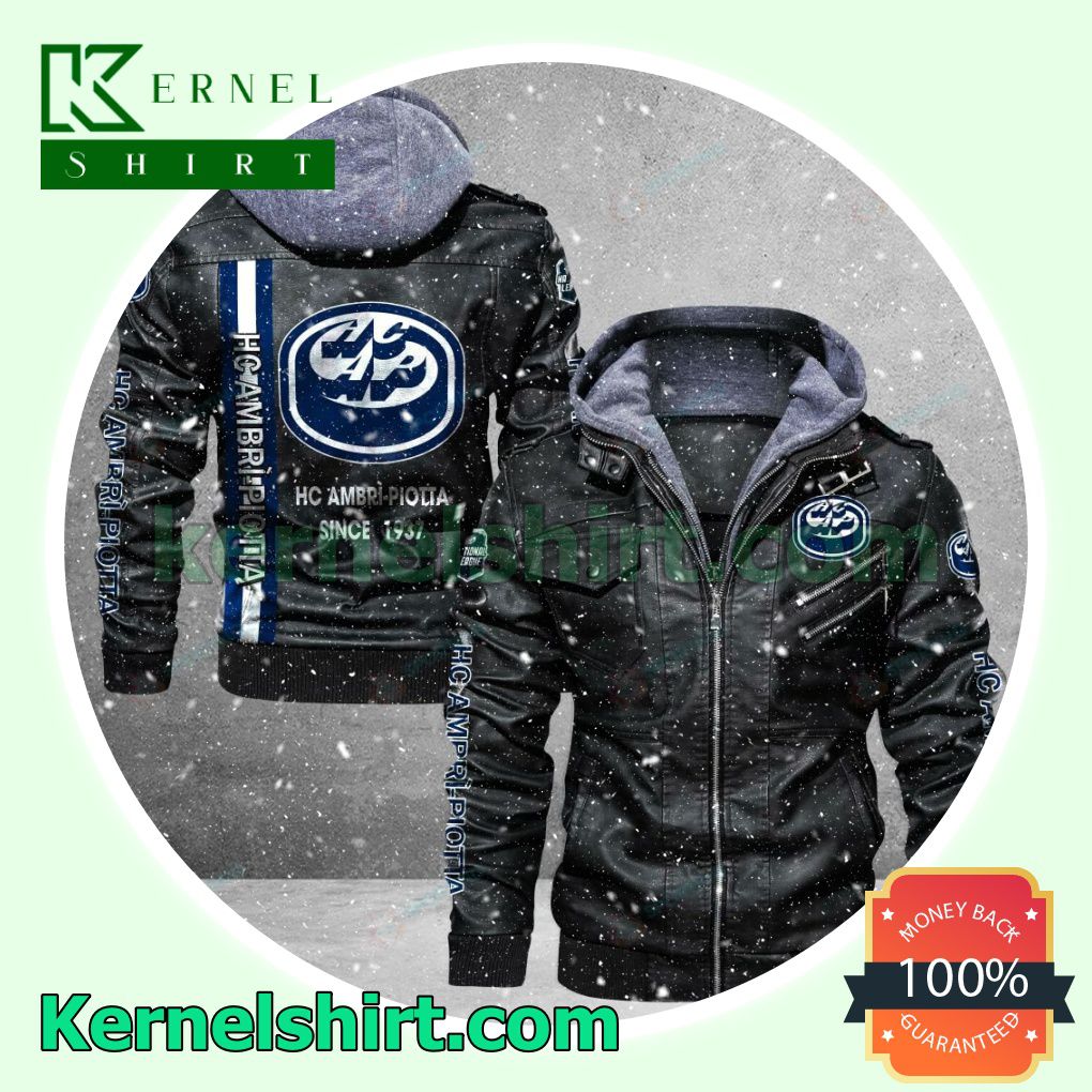 HC Ambri-Piotta Faux Leather Aviator Bomber Jacket