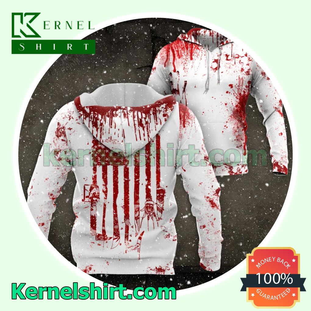 Halloween Horror American Flag Blood Stains 3D Hoodie