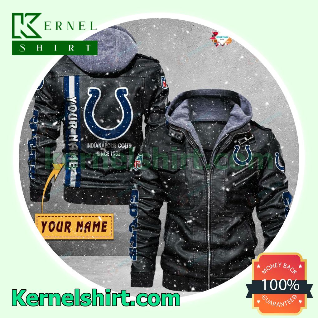 Indianapolis Colts Faux Leather Aviator Bomber Jacket
