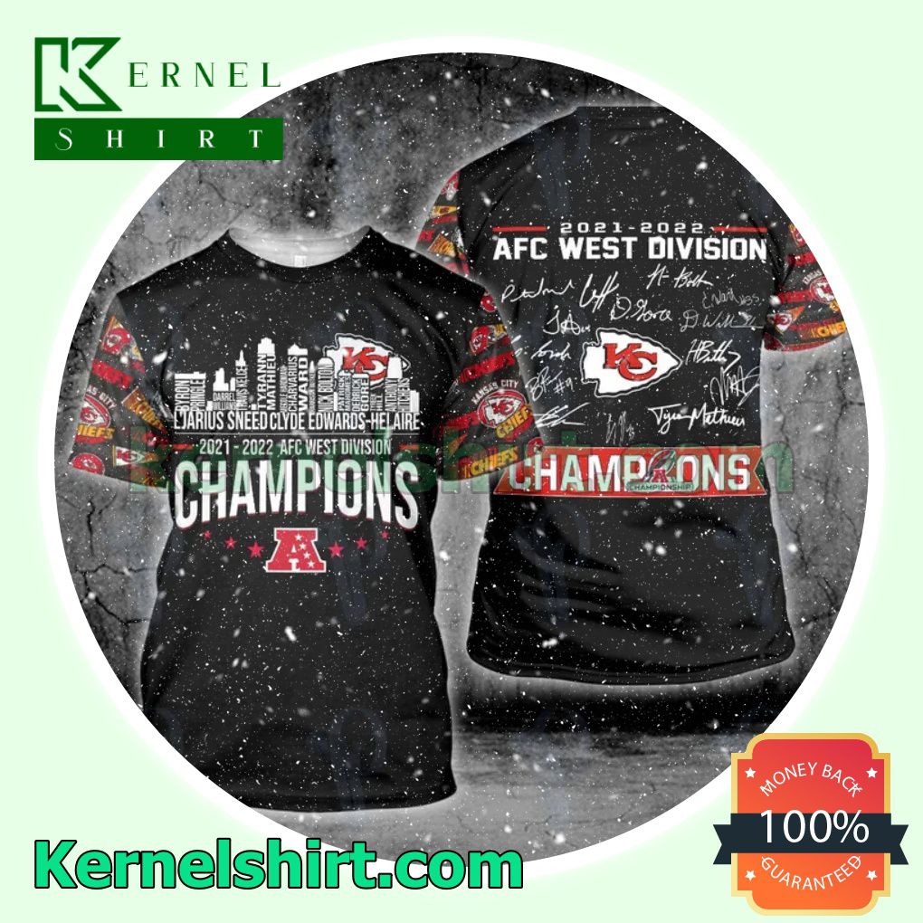 Kansas City Chiefs 2021-2022 Afc West Division Champions City Printed Hooded Sweatshirt, Unisex Shirts