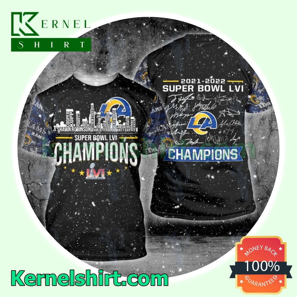 Los Angeles Rams Super Bowl Lvi Champions City Printed Hooded Sweatshirt, Unisex Shirts