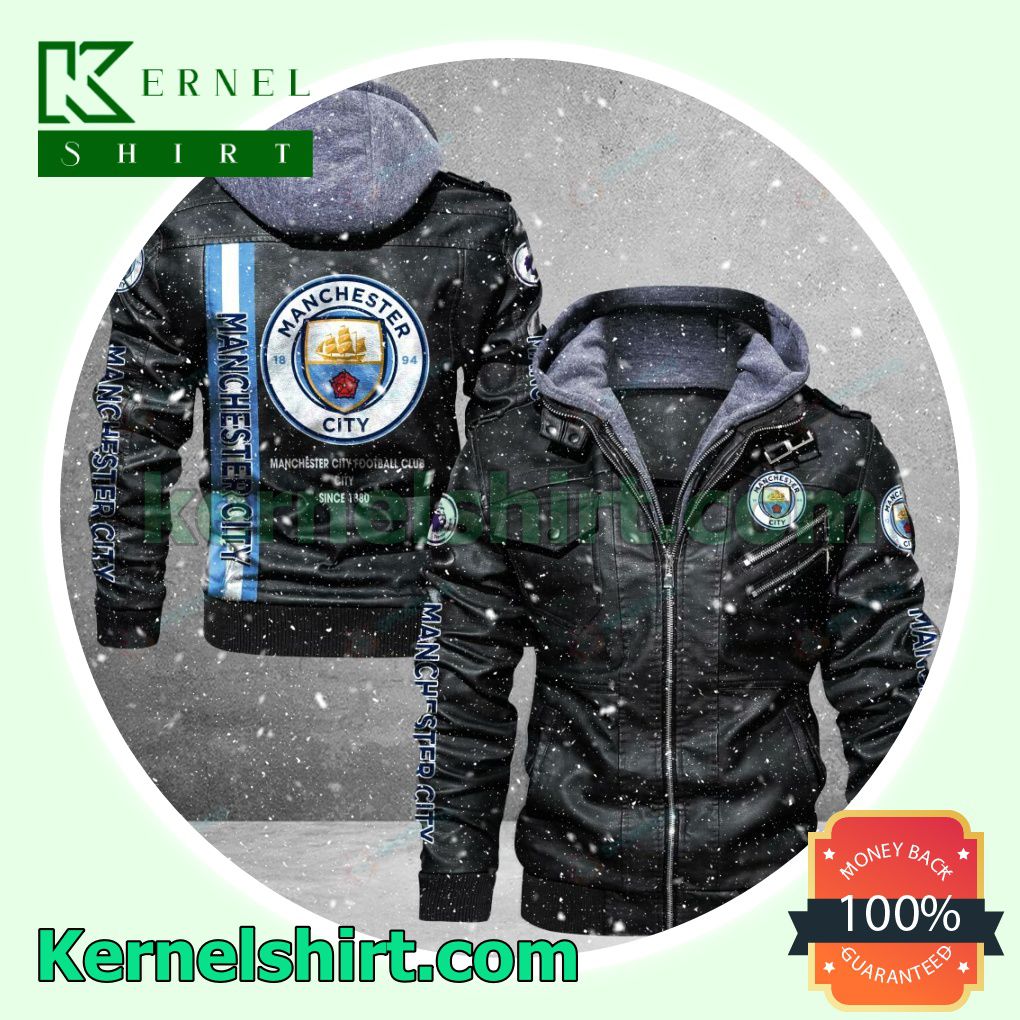 Manchester City F.C Faux Leather Aviator Bomber Jacket