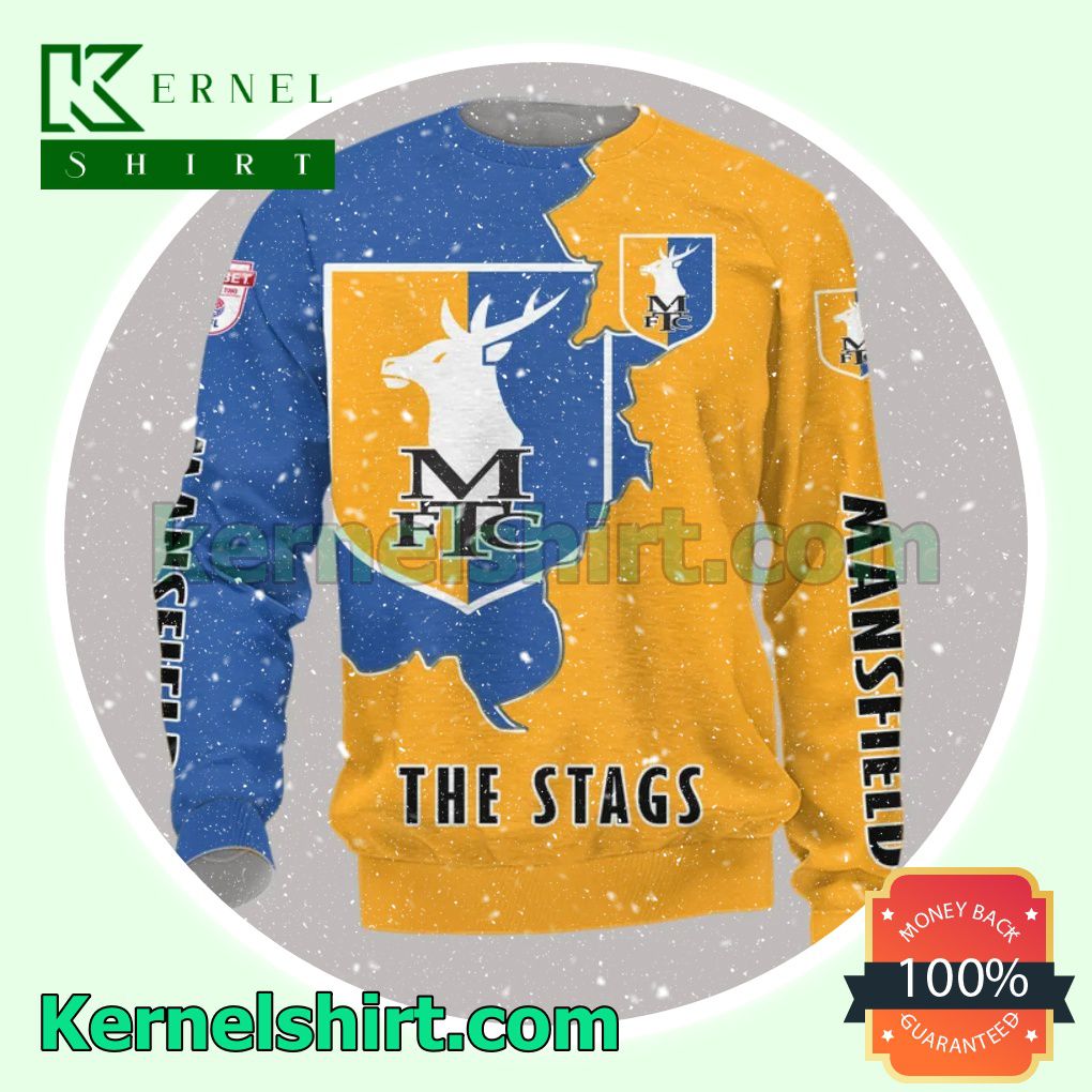 Luxury Mansfield Town FC The Stags All Over Print Pullover Hoodie Zipper