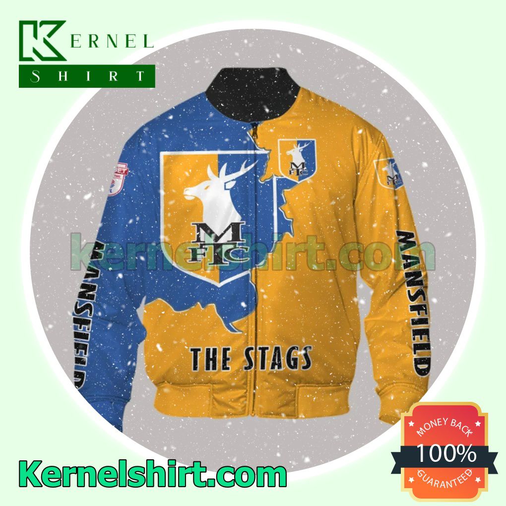 Hot Mansfield Town FC The Stags All Over Print Pullover Hoodie Zipper