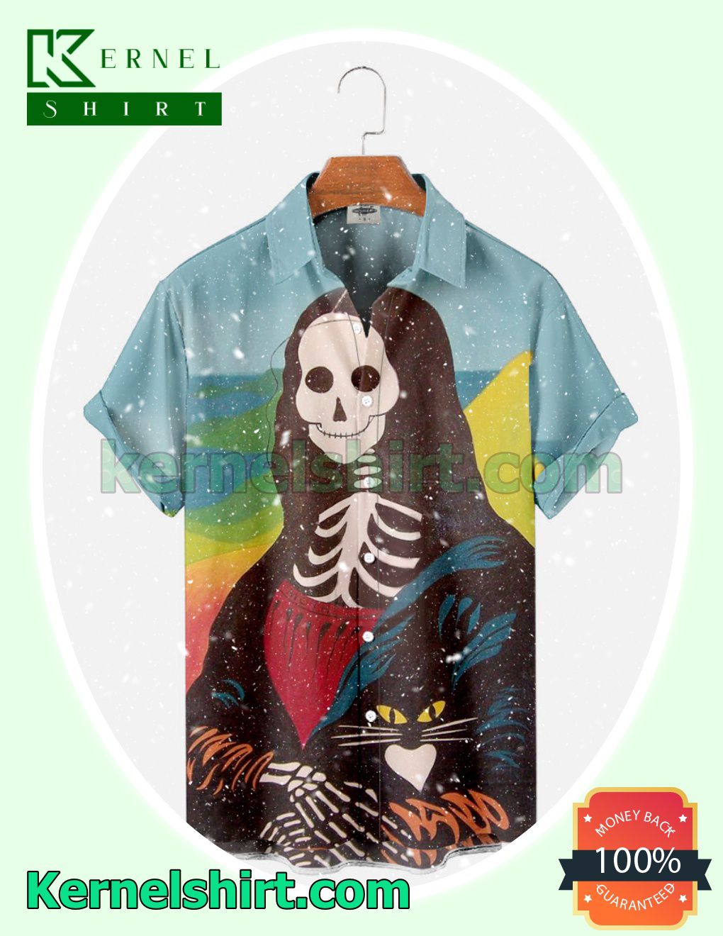 Monalisa Skull And Cat Halloween Costume Shirt