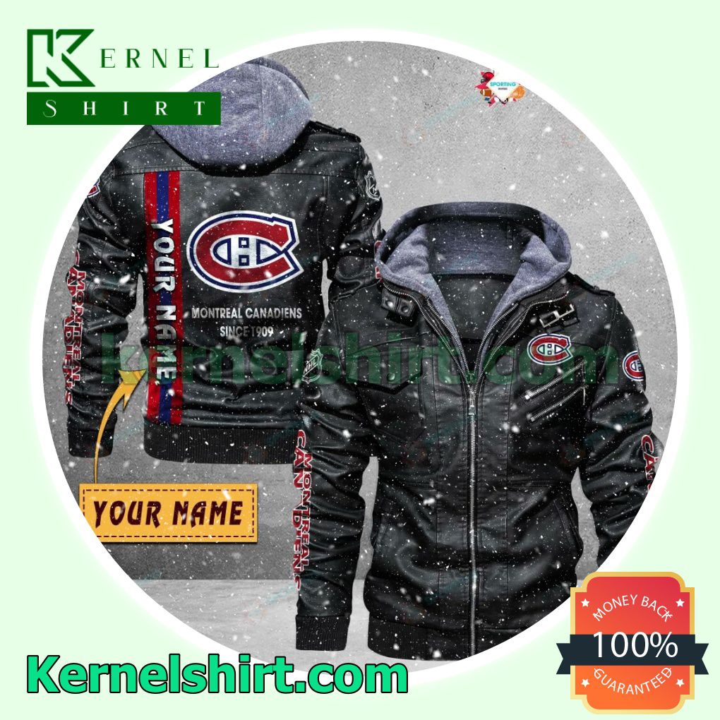 Montreal Canadiens Faux Leather Aviator Bomber Jacket