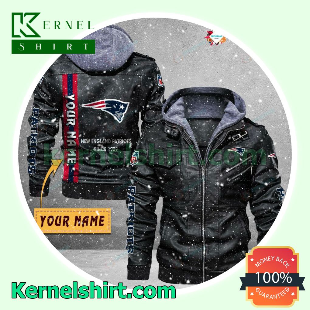 New England Patriots Faux Leather Aviator Bomber Jacket