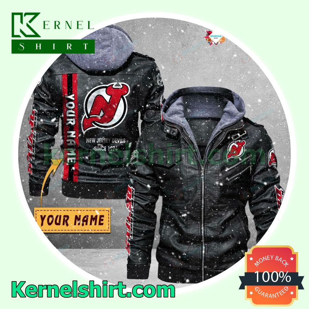 New Jersey Devils Faux Leather Aviator Bomber Jacket
