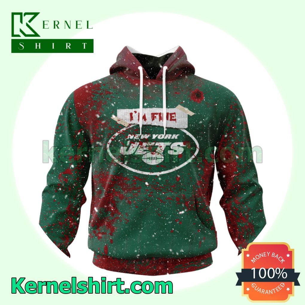 New York Jets Blood Jersey NFL Halloween Hooded Sweatshirt