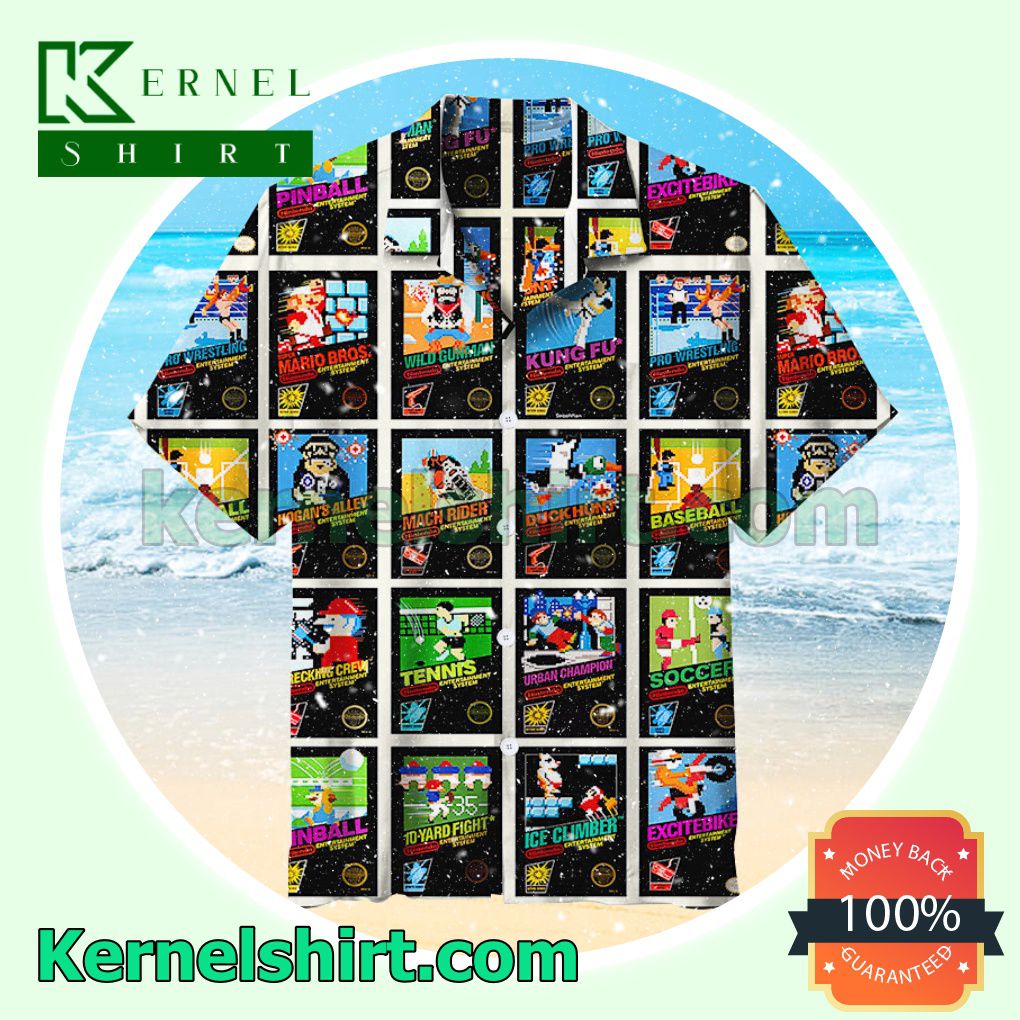 Nintendo 8-bit Video Game Cover Summer Beach Shirt