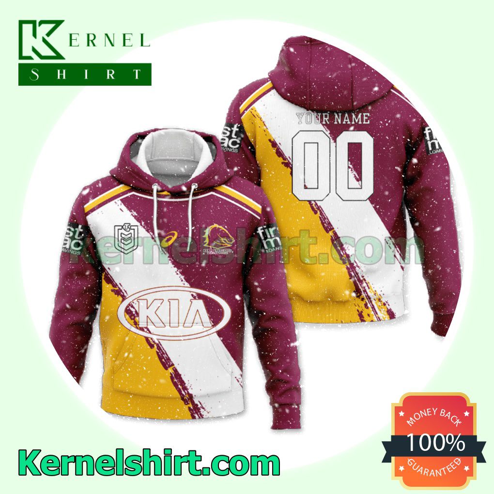 Personalized Brisbane Broncos NRL All Over Print Pullover Hoodie Zipper c