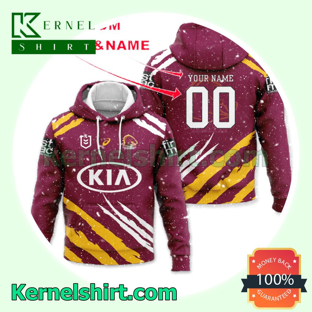 Personalized NRL Brisbane Broncos All Over Print Pullover Hoodie Zipper c