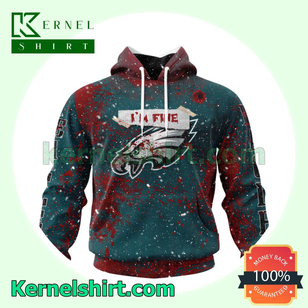 Philadelphia Eagles Blood Jersey NFL Halloween Hooded Sweatshirt