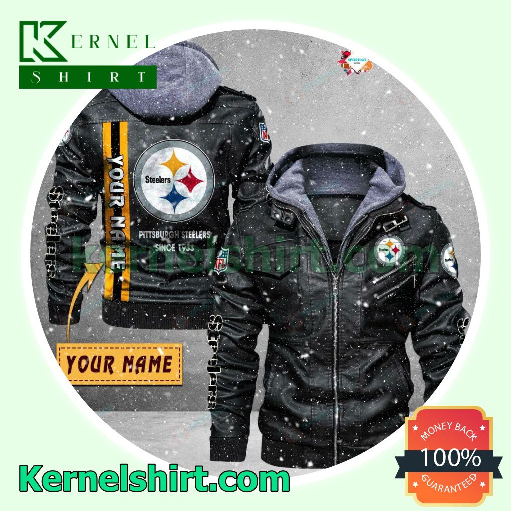 Pittsburgh Steelers Faux Leather Aviator Bomber Jacket
