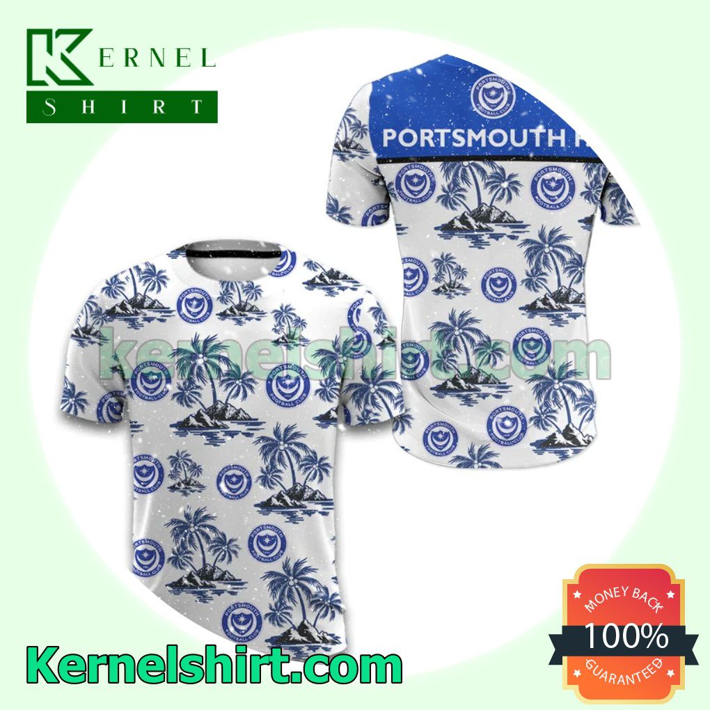 Portsmouth FC Coconut Tree All Over Print Pullover Hoodie Zipper