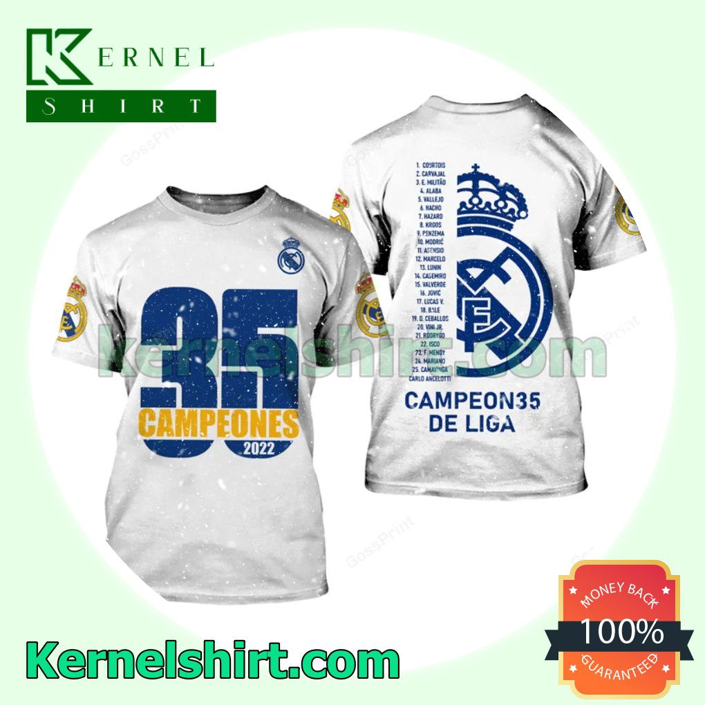 Real Madrid 35 Campeones 2022 Hooded Sweatshirt, Unisex Shirts