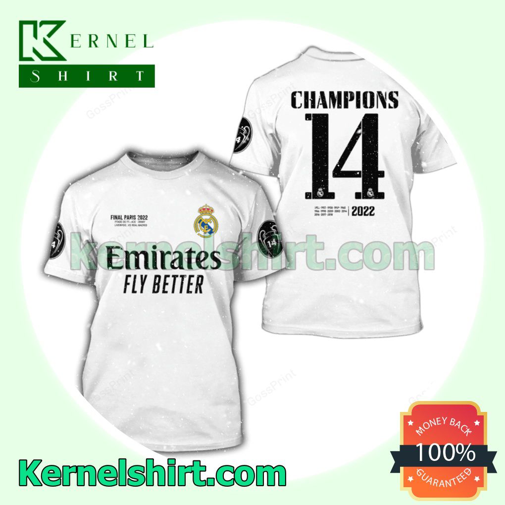 Real Madrid Cf Emirates Fly Better Champions 14 Hooded Sweatshirt, Unisex Shirts
