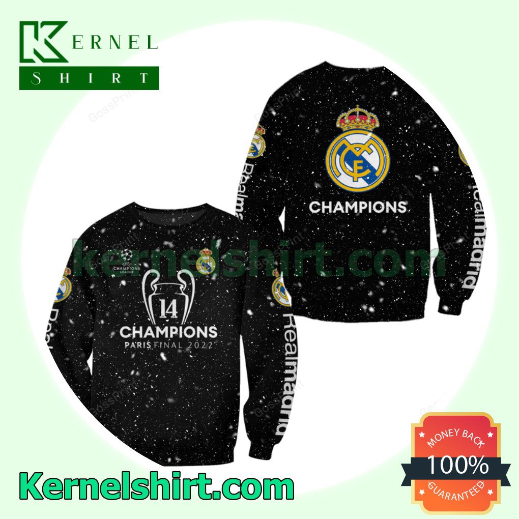 Real Madrid Uefa Champions League Paris Final 2022 Black Hooded Sweatshirt, Unisex Shirts a